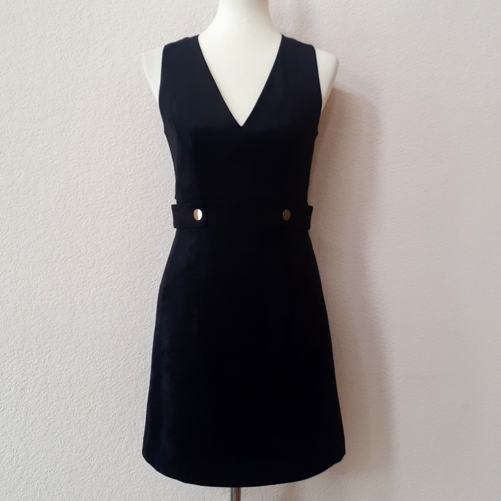 H&M black suede v-neck jumper dress nwt